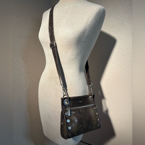 Hammitt Leather Snake Patterned Crossbody Small Tony Bag w/ Silver Hardware - Picture 5 of 9